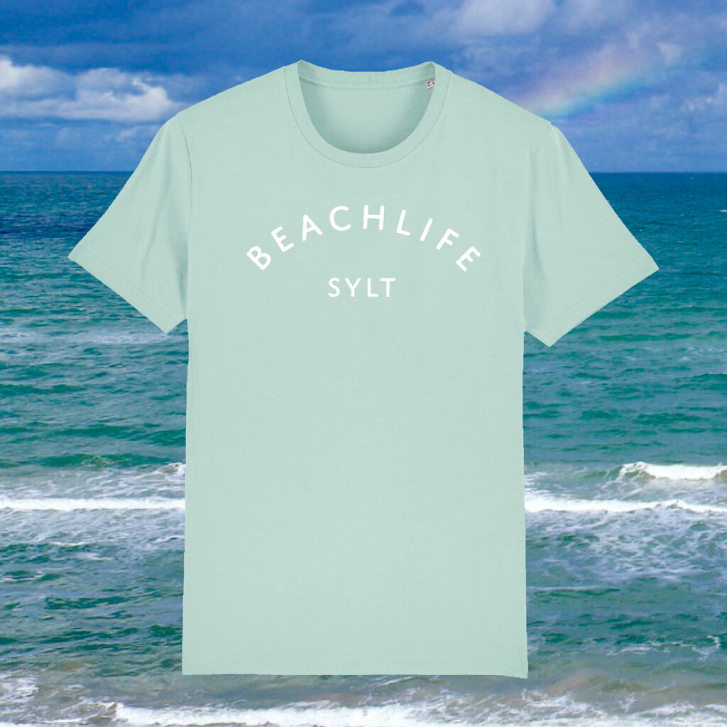 Sylt T-Shirt in helltürkis mit weißem Beachlife Sylt Aufdruck